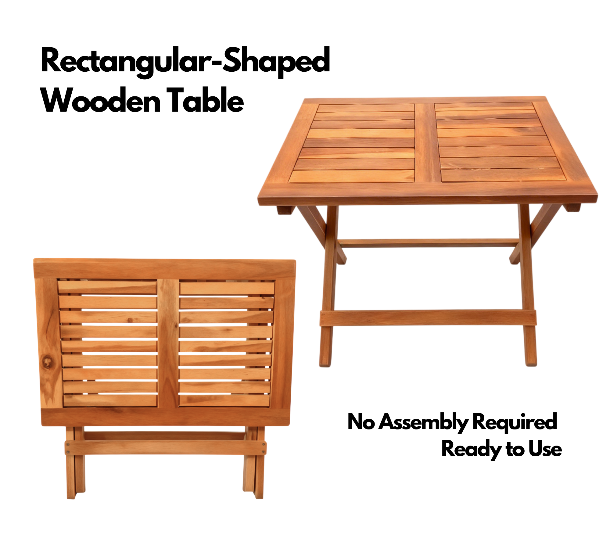 Foldable Outdoor Bistro Set – Acacia Wood Table & 4 Mini Chairs, Compact Patio Furniture for Balcony, Garden, Deck, Small Outdoor Spaces, Weather-Resistant, Ready-to-Use