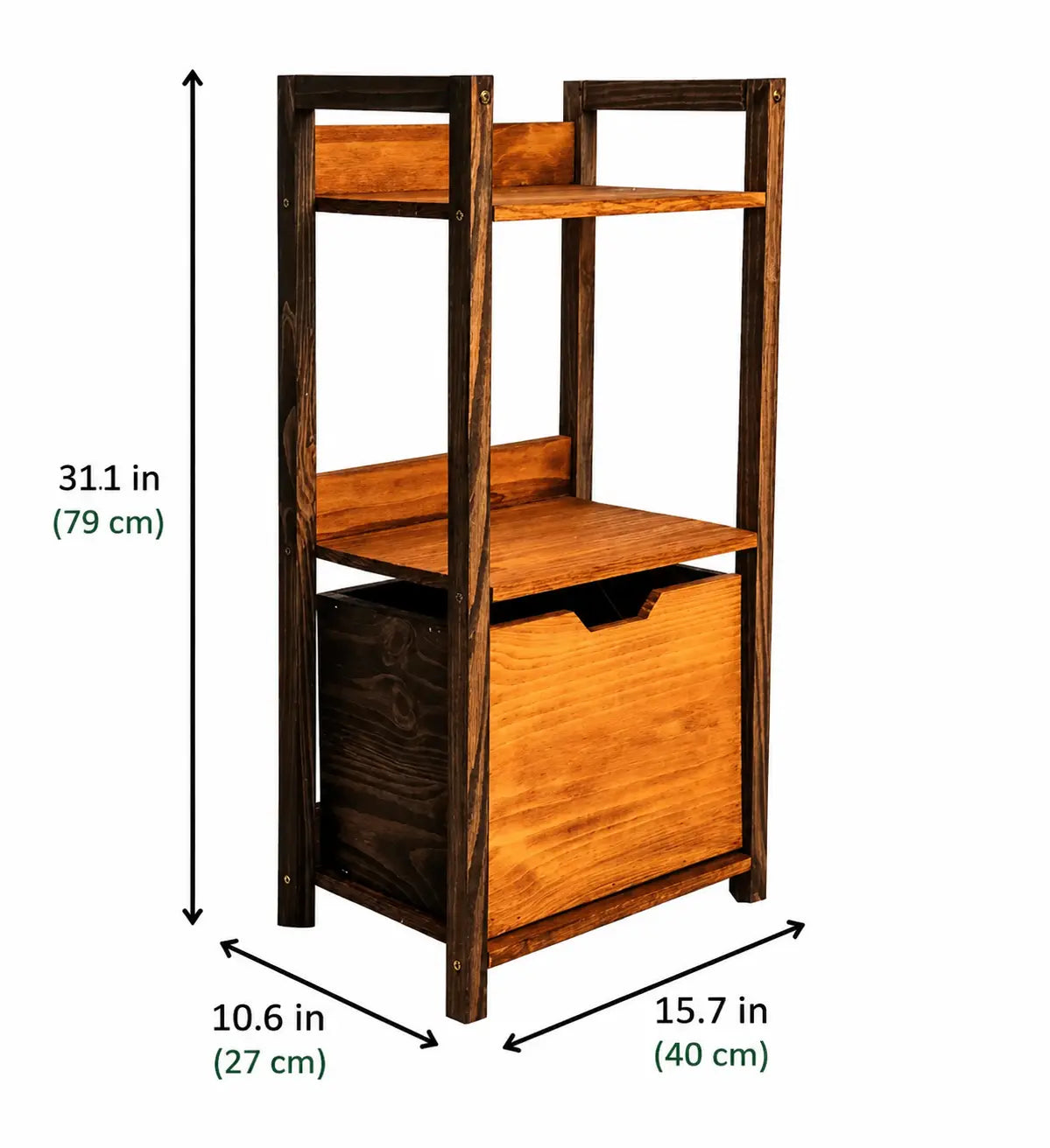 Pine Bookshelf with Storage, Pine Wood Display Shelf for Books, Plants & Decor, Space-Saving Storage Organizer for Living Room, Bedroom & Office, 31.1 x 15.7 x 10.6 in (79 x 40 x 27 cm) Kikbo