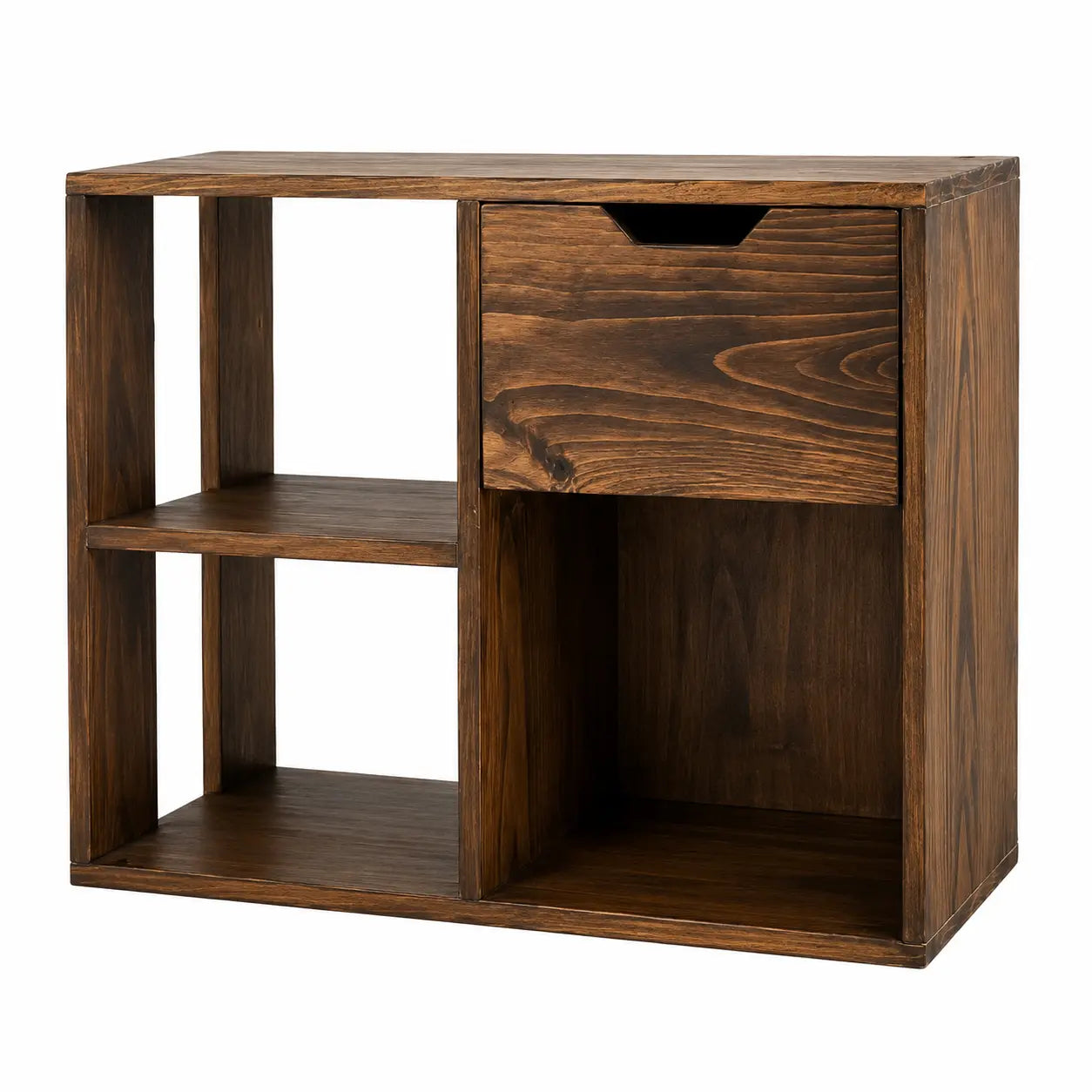 Japanese Style Wooden Bookshelf & Bedside Table with Storage, Solid Pine Wood Decorative Shelf, Multi-Tier Organizer 23.6 x 11.8 x 20.9 in (60 x 30 x 53 cm) Kikbo