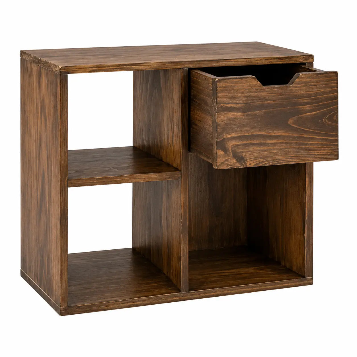 Japanese Style Wooden Bookshelf & Bedside Table with Storage, Solid Pine Wood Decorative Shelf, Multi-Tier Organizer 23.6 x 11.8 x 20.9 in (60 x 30 x 53 cm) Kikbo