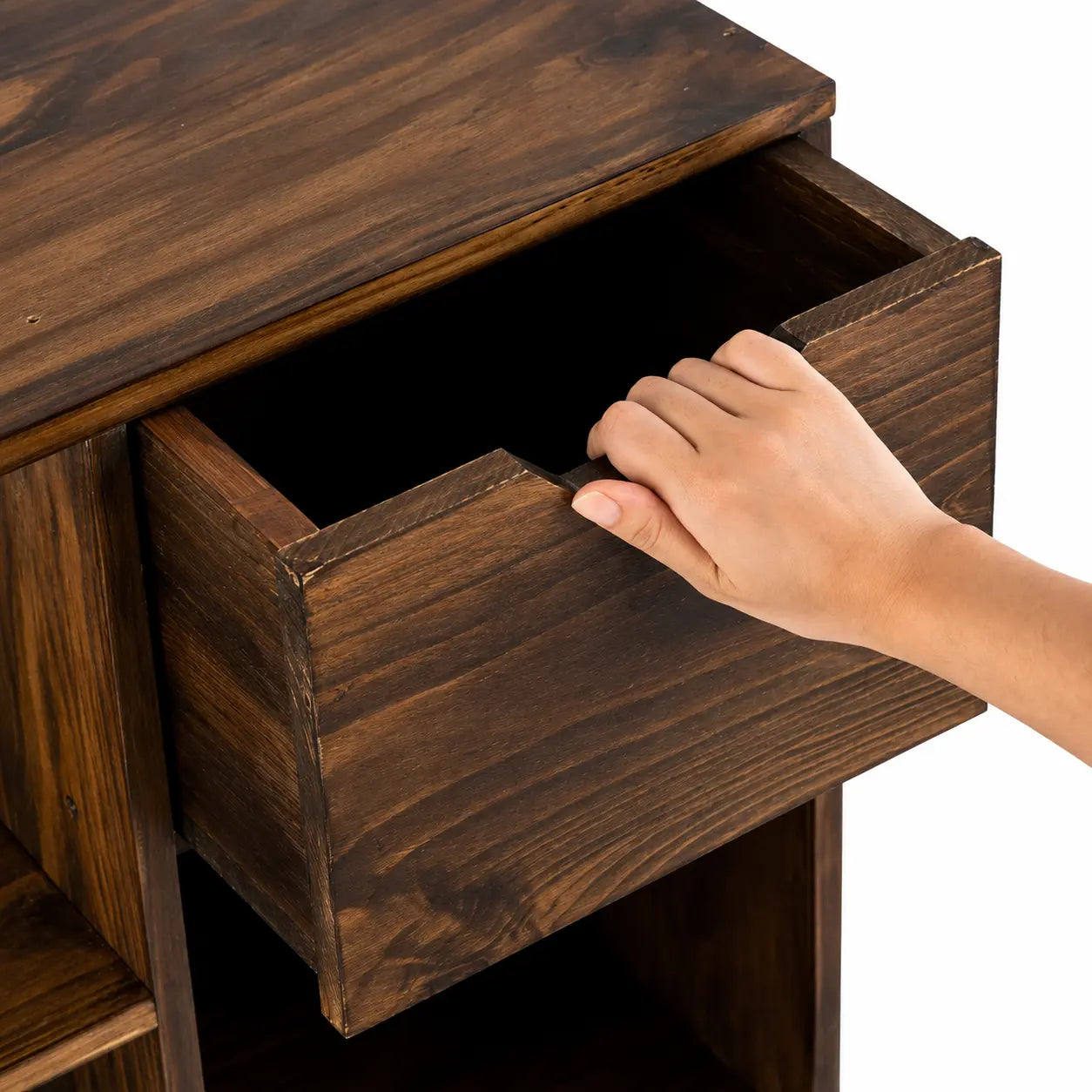 Japanese Style Wooden Bookshelf & Bedside Table with Storage, Solid Pine Wood Decorative Shelf, Multi-Tier Organizer 23.6 x 11.8 x 20.9 in (60 x 30 x 53 cm) Kikbo