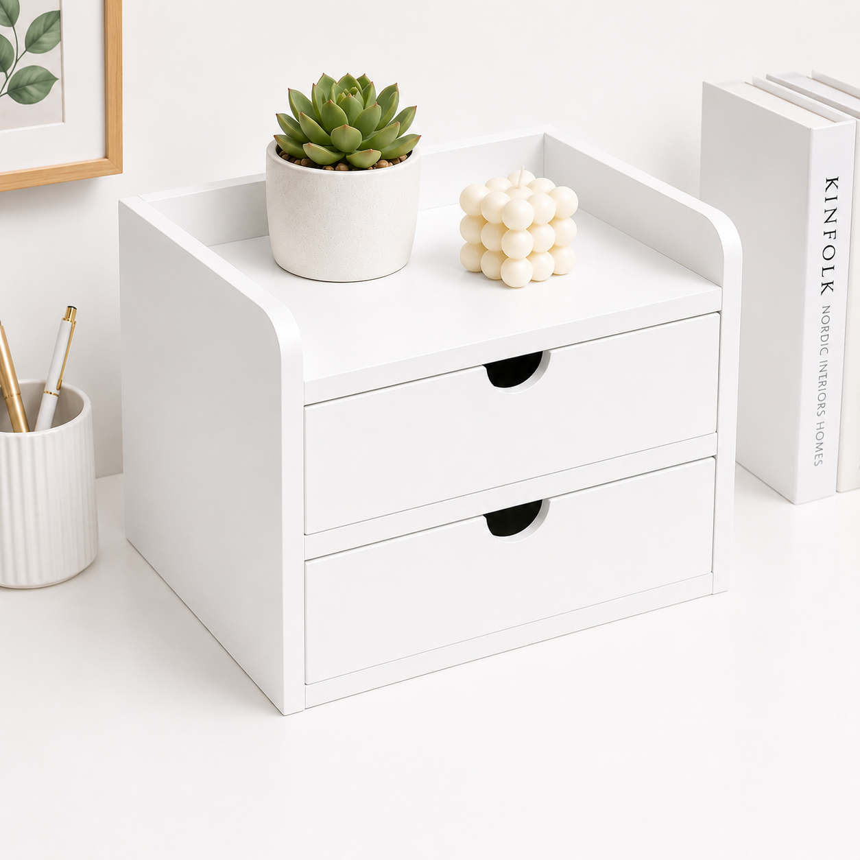 Preassembled Desktop Shelf Organizer, Compact Wooden Desk Bookshelf for Home Office, Study Room & Bedroom, Space Saving Storage for Books, Plants & Desk Accessories 12.6 x 8.7 x 8.3 Kikbo