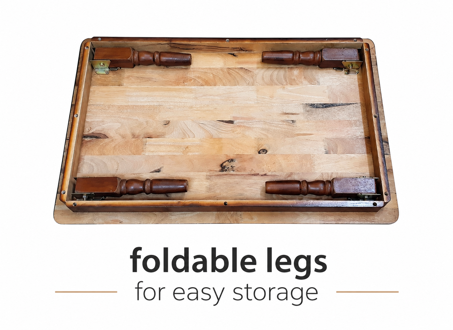 Real Wood Folding Coffee Table – 27.5" x 19.7" x 11.0" (70x50x28cm) Natural Rubberwood Low Table Elegant Legs, Space-Saving Foldable Design for Living Room, Study & Floor Seating (Walnut Brown)