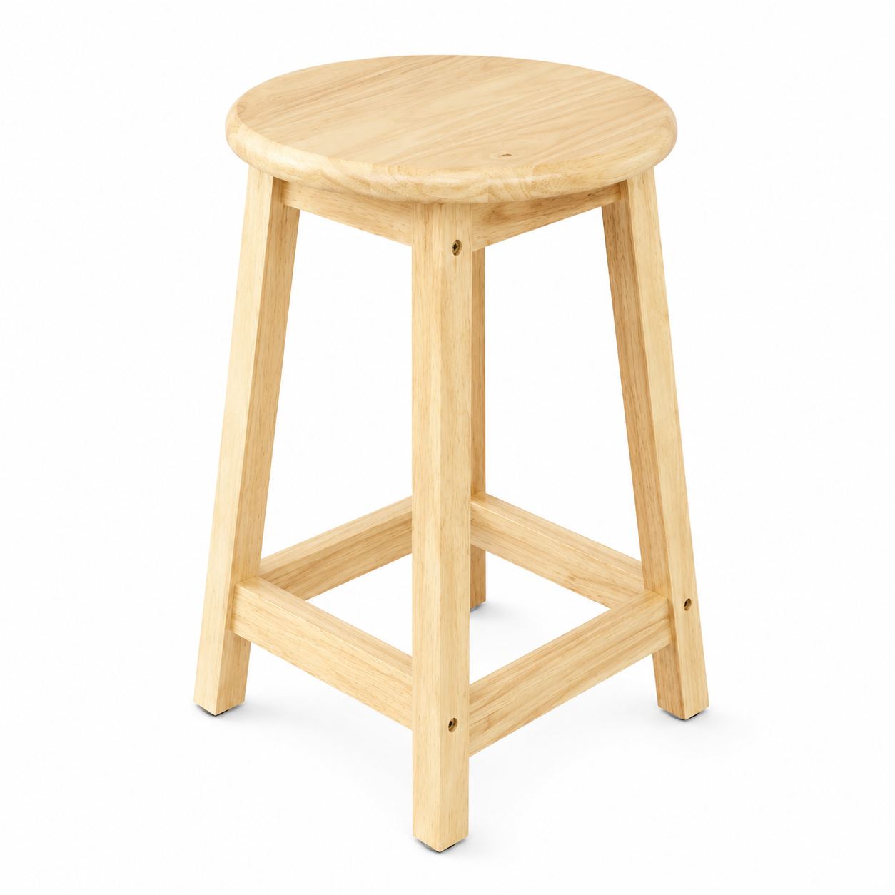 Round Rubberwood Stool Chair, 17.7" Height (45 cm) x 11.8" Seat Diameter (30 cm), Dining, Living Room, Restaurant, Café & Counter Seating, Supports 265 lbs (120 kg)
