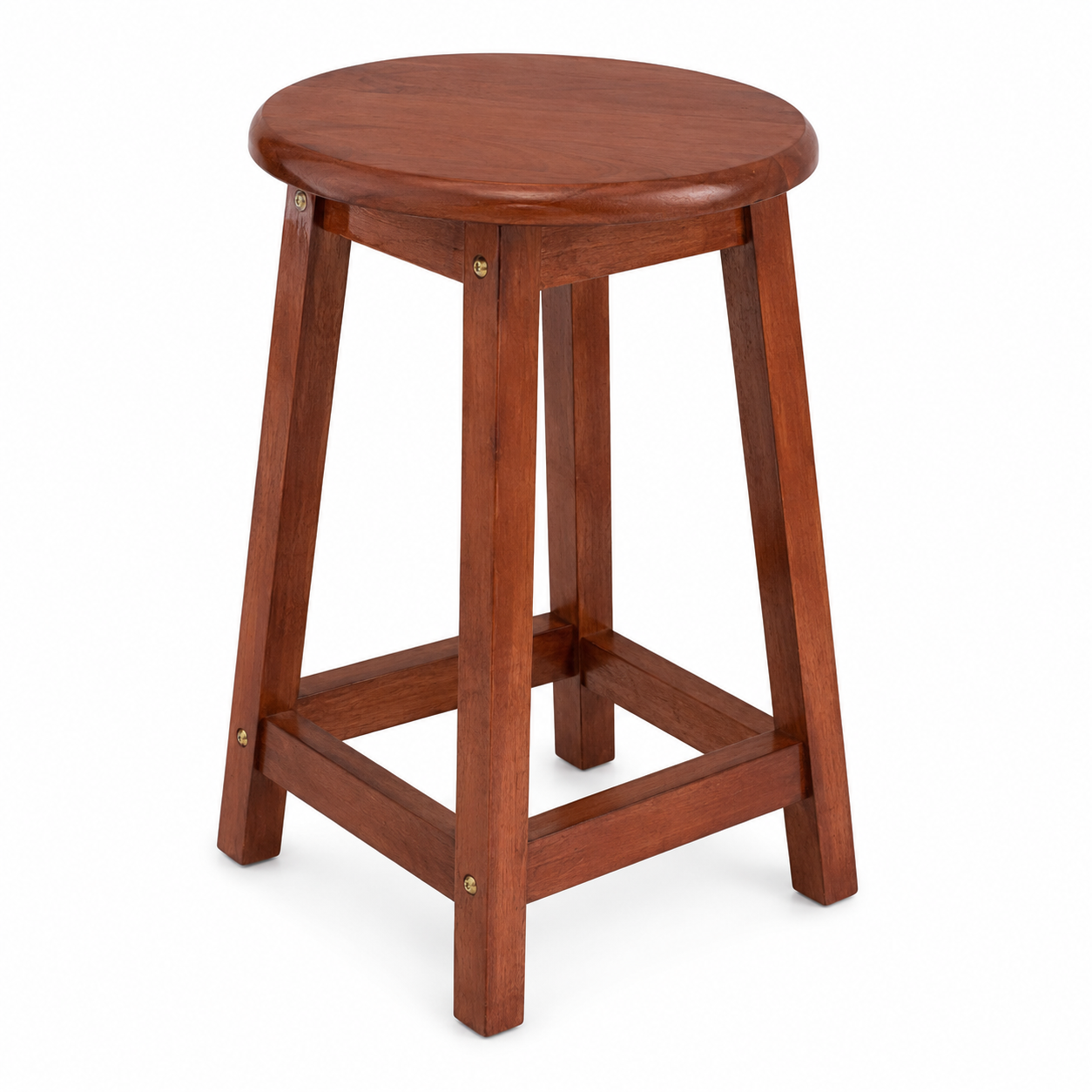 Round Rubberwood Stool Chair, 17.7" Height (45 cm) x 11.8" Seat Diameter (30 cm), Dining, Living Room, Restaurant, Café & Counter Seating, Supports 265 lbs (120 kg)