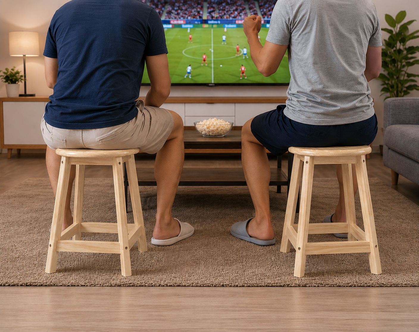 Round Rubberwood Stool Chair, 17.7" Height (45 cm) x 11.8" Seat Diameter (30 cm), Dining, Living Room, Restaurant, Café & Counter Seating, Supports 265 lbs (120 kg)