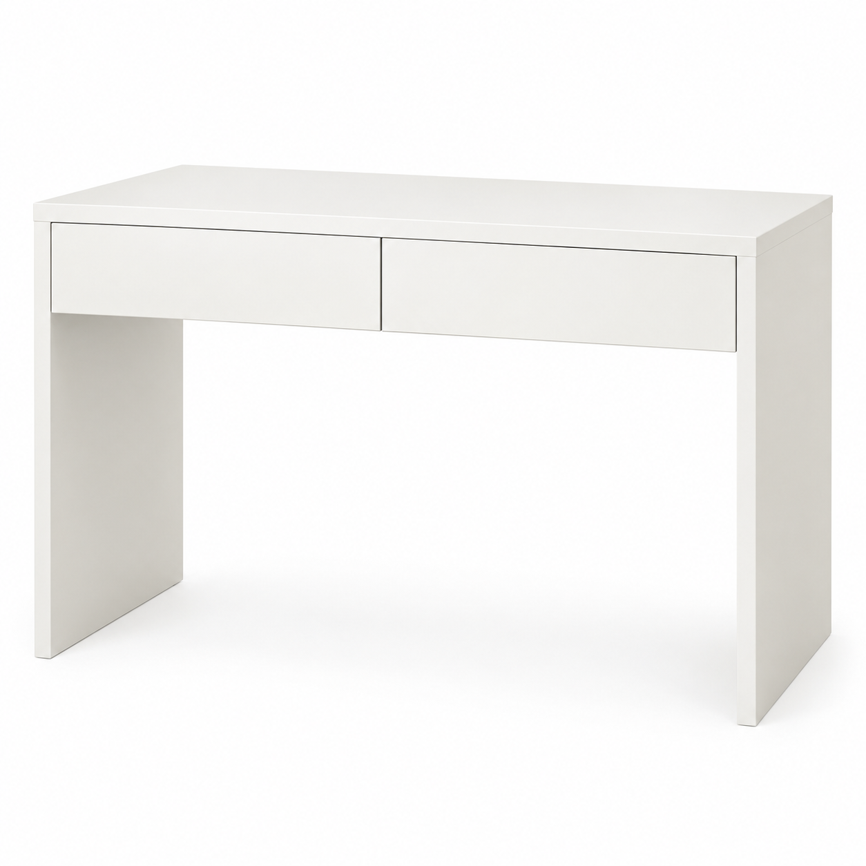 White Makeup Vanity Table – Modern MDF Dressing Desk with 2 Drawers
