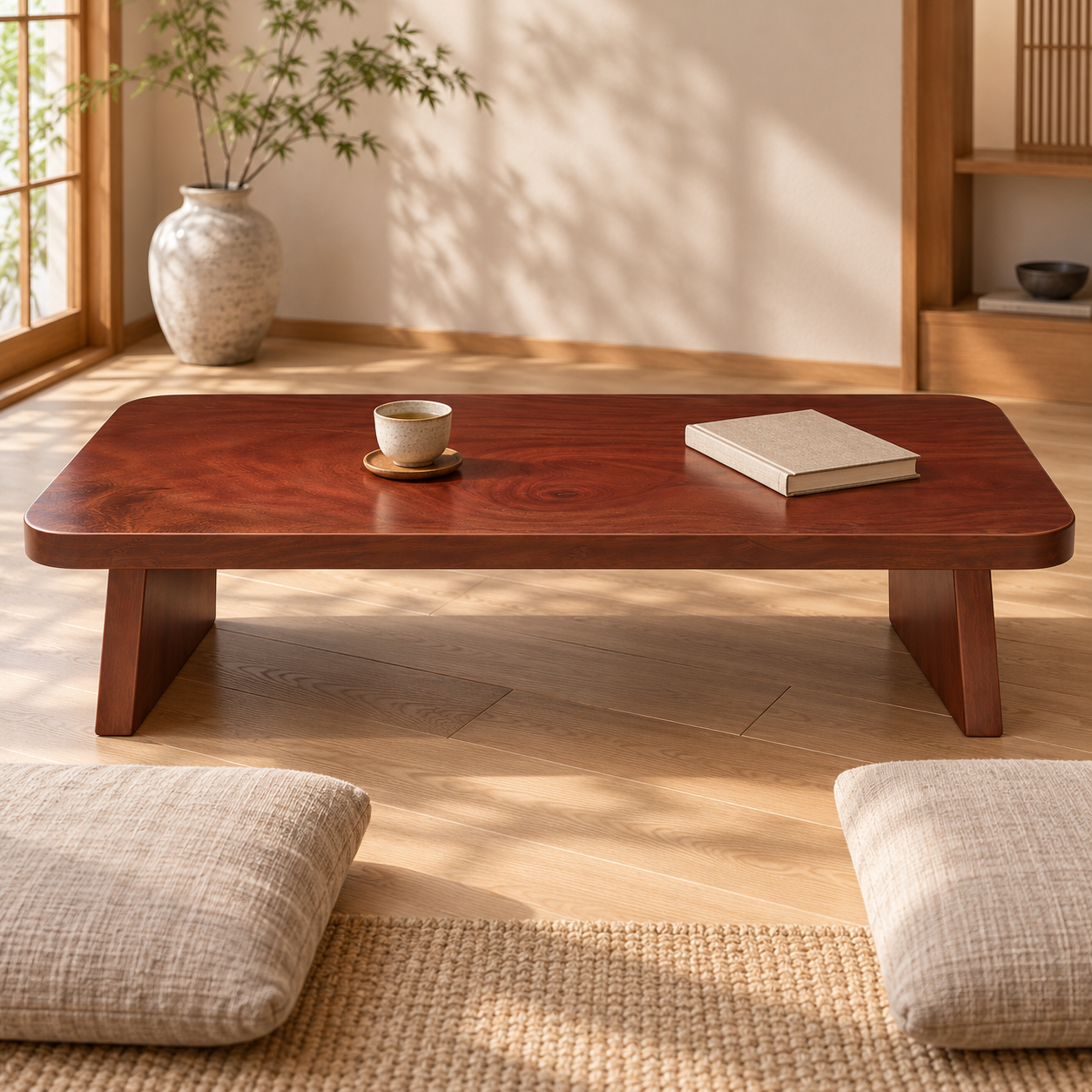 Japanese Zen Solid Wood Low Tea Table – Mini Floor Sitting Reading Desk