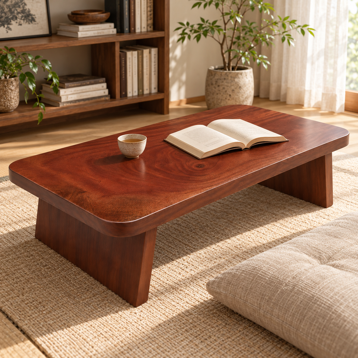 Japanese Zen Solid Wood Low Tea Table – Mini Floor Sitting Reading Desk