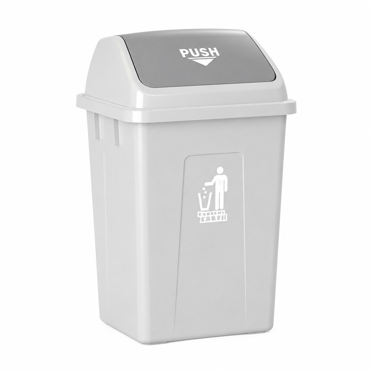 Square Swing Top Trash Can – Heavy-Duty Kitchen Garbage Can with Self-Balancing Lid – Commercial Plastic Waste Basket for Office & Home