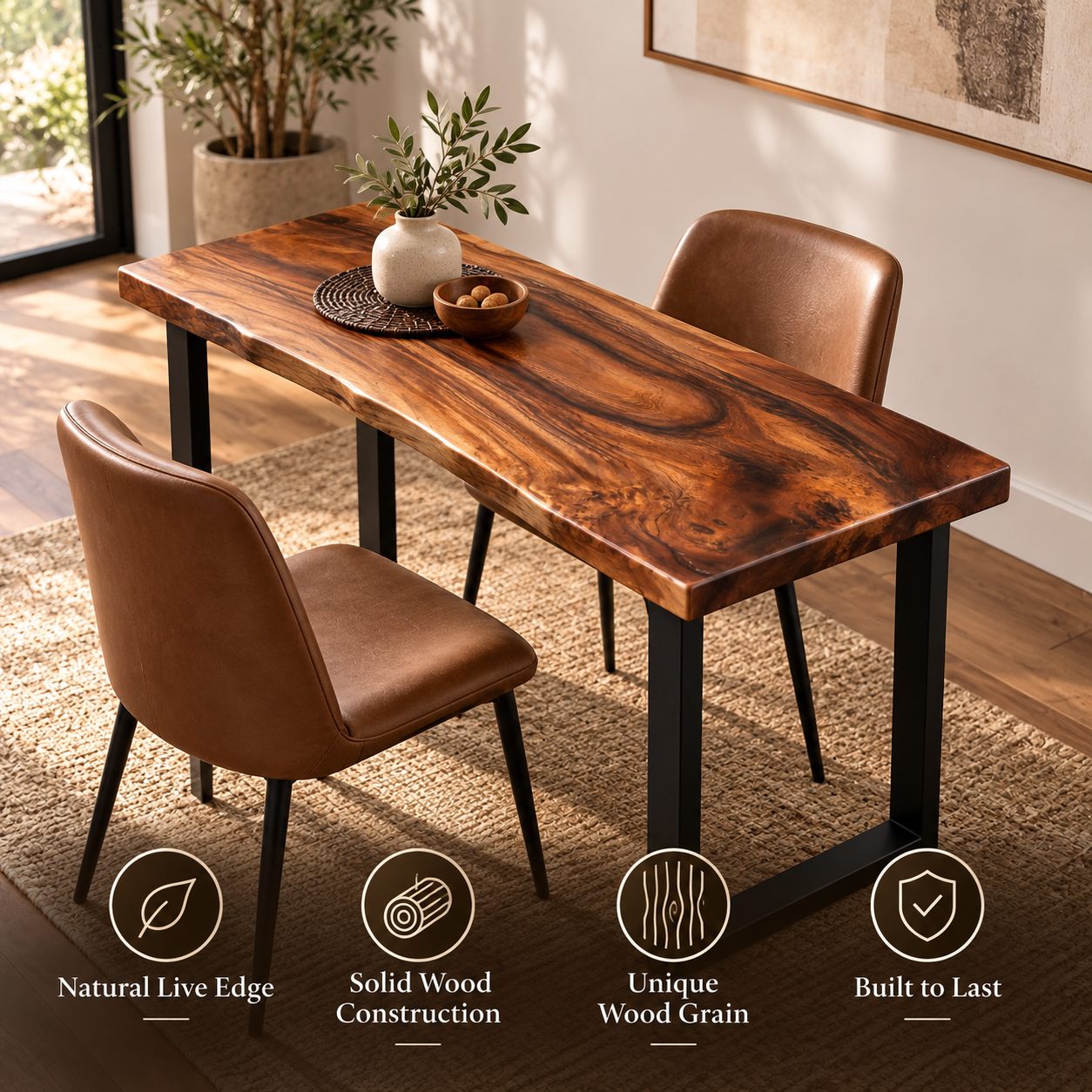 Rectangle Monkey Pod Wood Table Top – Solid Natural Suar Slab Board
