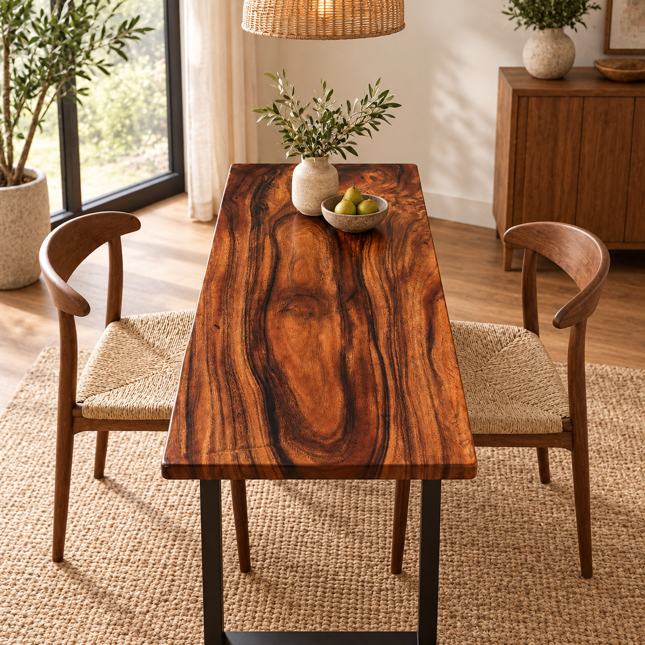 Rectangle Monkey Pod Wood Table Top – Solid Natural Suar Slab Board