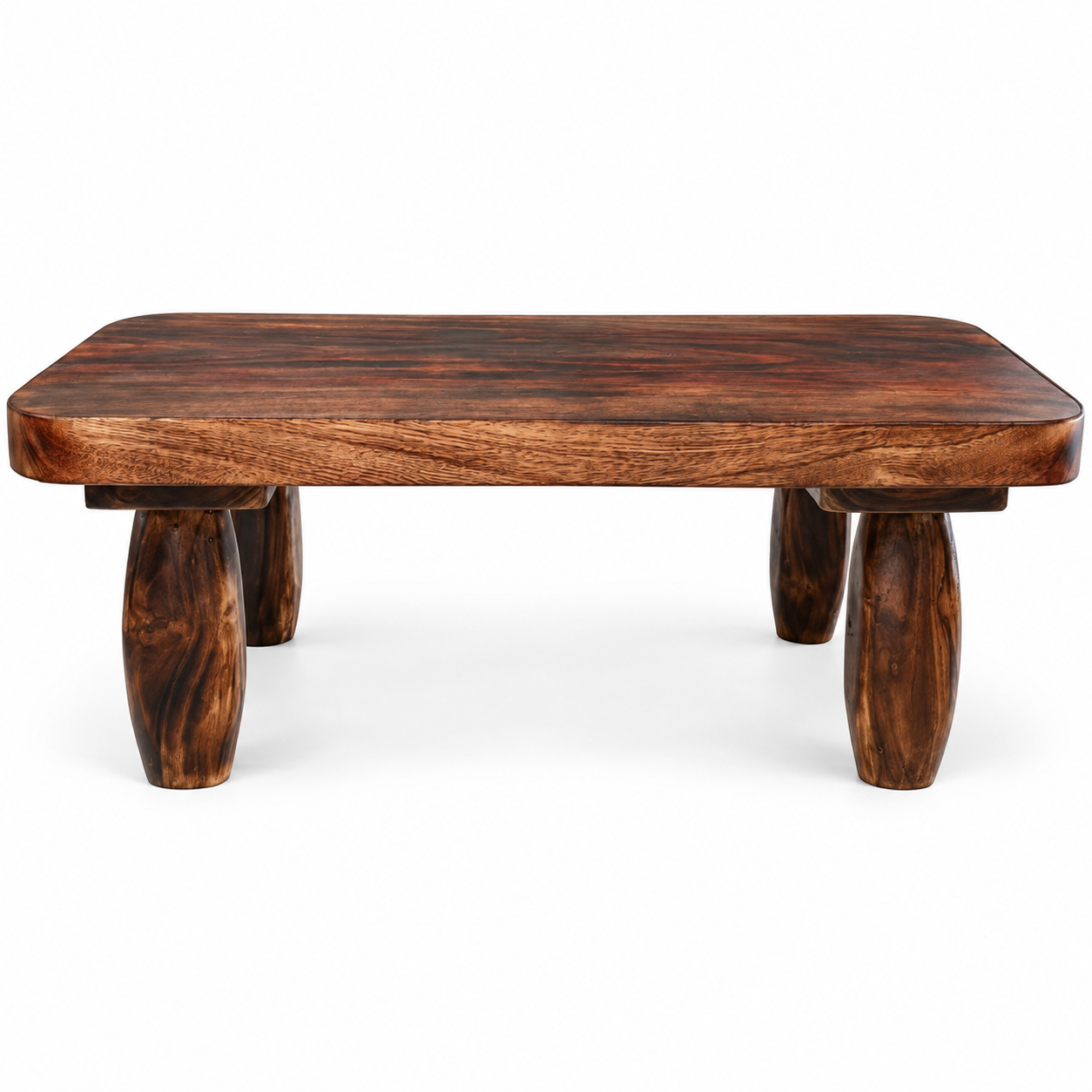 Japanese Low Oval Coffee Table – Solid Wood Minimalist Japandi Center Table