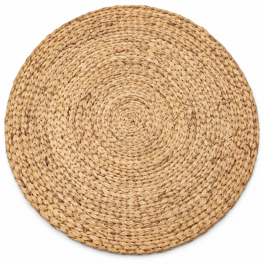 Set of 2 Water Hyacinth Area Rug – Natural Woven Boho Floor Mat, Round