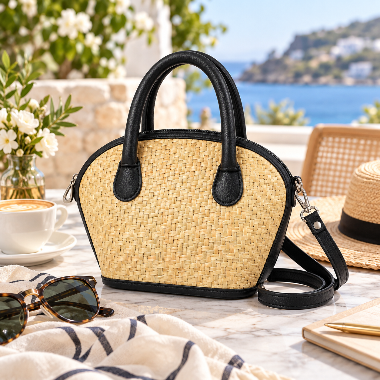 Mini Woven Straw Handbag – Handmade Natural Grass Summer Tote Bag