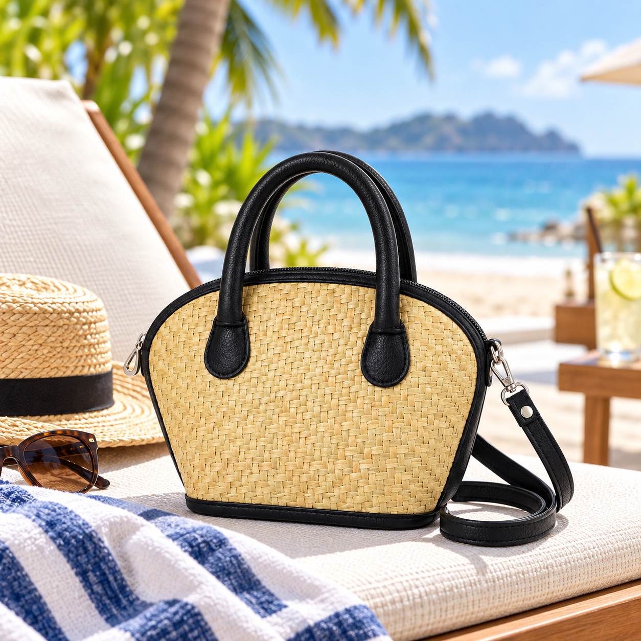 Mini Woven Straw Handbag – Handmade Natural Grass Summer Tote Bag