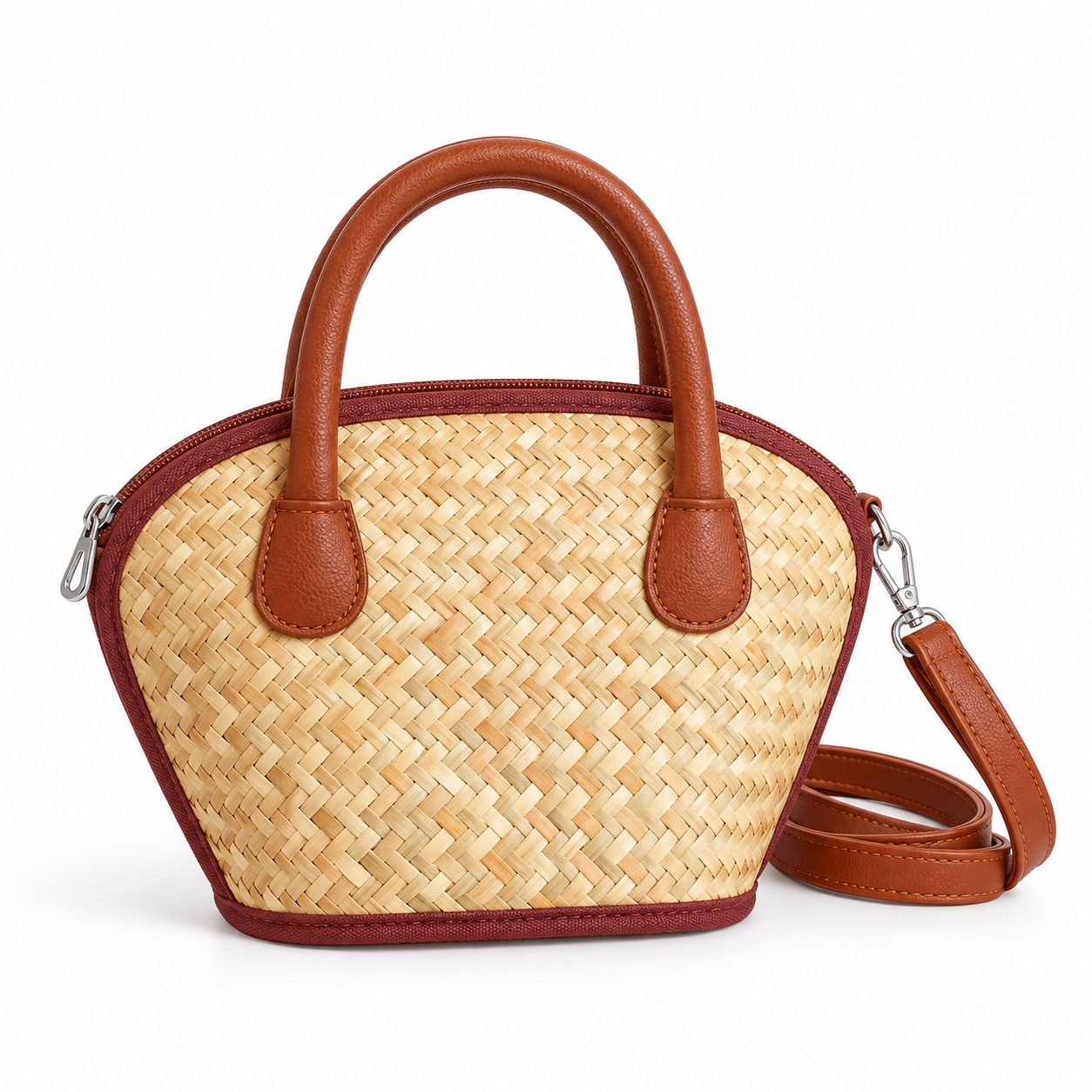 Mini Woven Straw Handbag – Handmade Natural Grass Summer Tote Bag