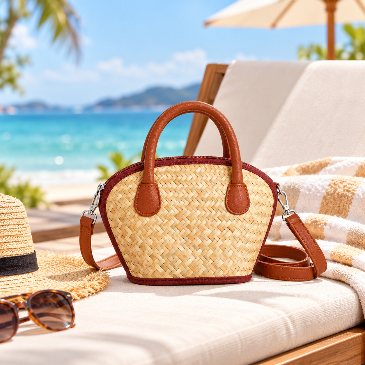 Mini Woven Straw Handbag – Handmade Natural Grass Summer Tote Bag