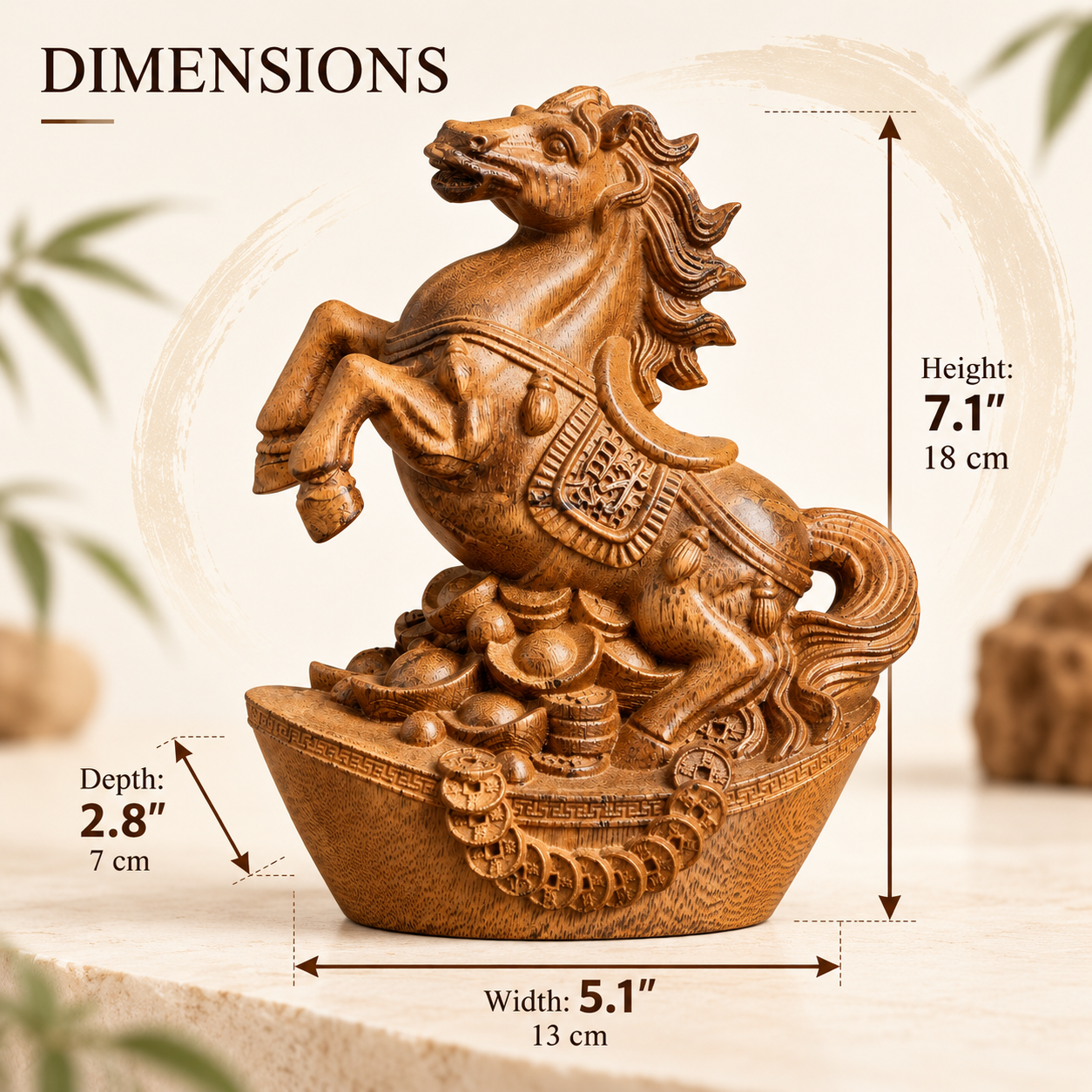 Agarwood Galloping Horse Statue – Hand-Carved Feng Shui Success Horse