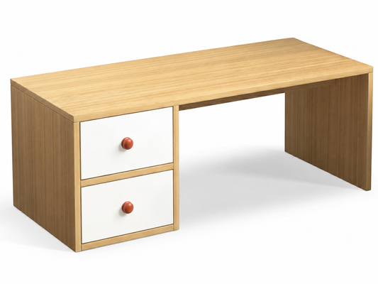 Modern Low Vanity Desk with Drawers – Floor Makeup and Dressing Table, Compact Space-Saving Design for Bedroom, Apartment, or Dorm Room
