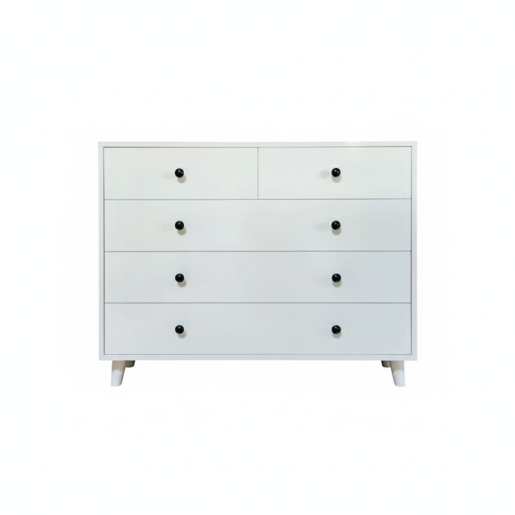 Modern Wooden Drawer Cabinet 5-Drawer Storage Dresser for Bedroom, Living Room, Kids Room and Vanity – MDF Wood