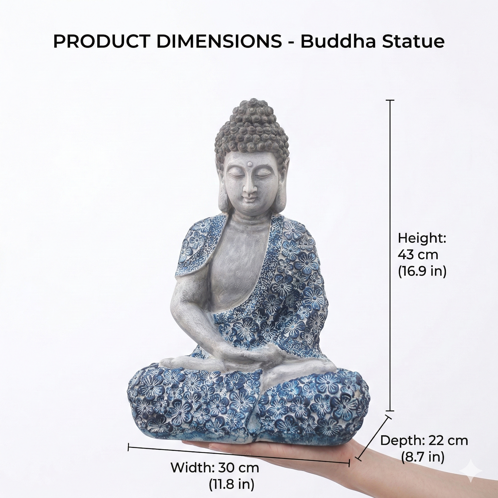 Shakyamuni Buddha Statue Sitting on Lotus – Resin Meditation Buddha Sculpture, Zen Garden Decor, Outdoor Feng Shui Buddha Figurine for Home, Patio, Yard, Temple