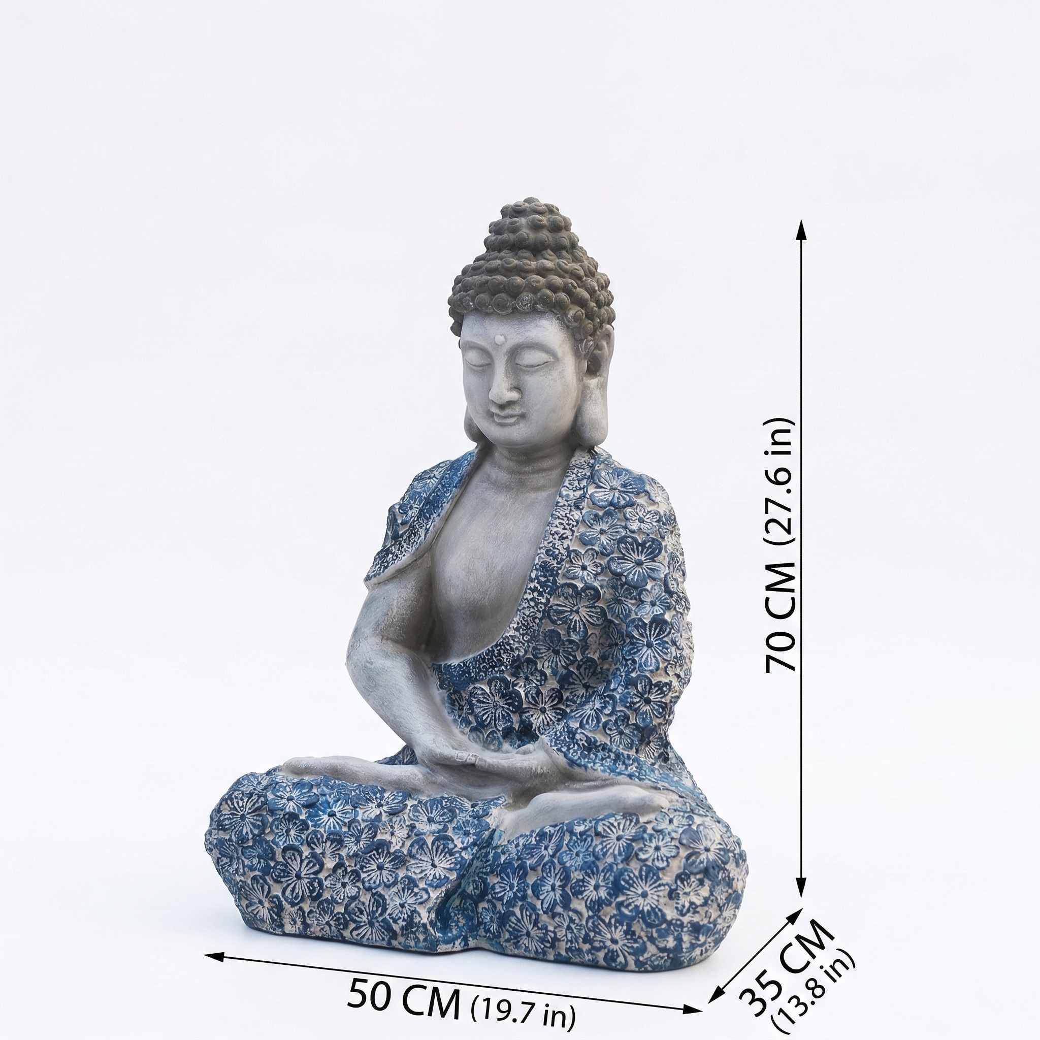 Shakyamuni Buddha Statue Sitting on Lotus – Resin Meditation Buddha Sculpture, Zen Garden Decor, Outdoor Feng Shui Buddha Figurine for Home, Patio, Yard, Temple