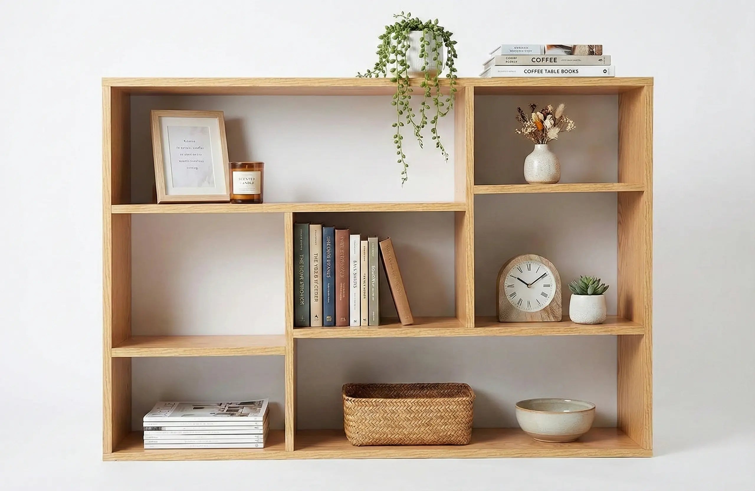 30 or 60 units Wall-Mounted Wooden Bookshelf – Multi-Compartment MDF Storage Rack for Living Room, Kitchen or Office, 47.2 x 31.5 in (120 x 80 cm) Kikbo
