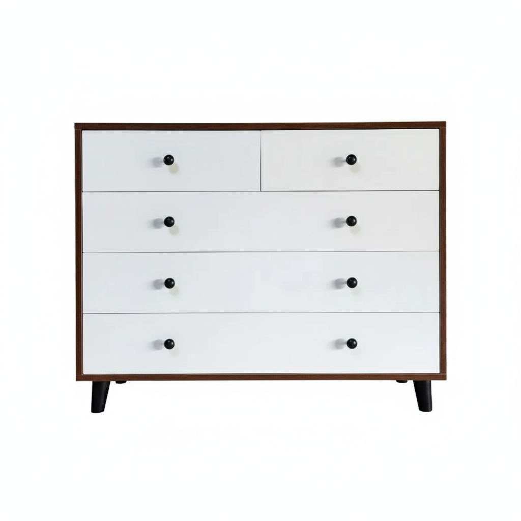 Modern Wooden Drawer Cabinet 5-Drawer Storage Dresser for Bedroom, Living Room, Kids Room and Vanity – MDF Wood