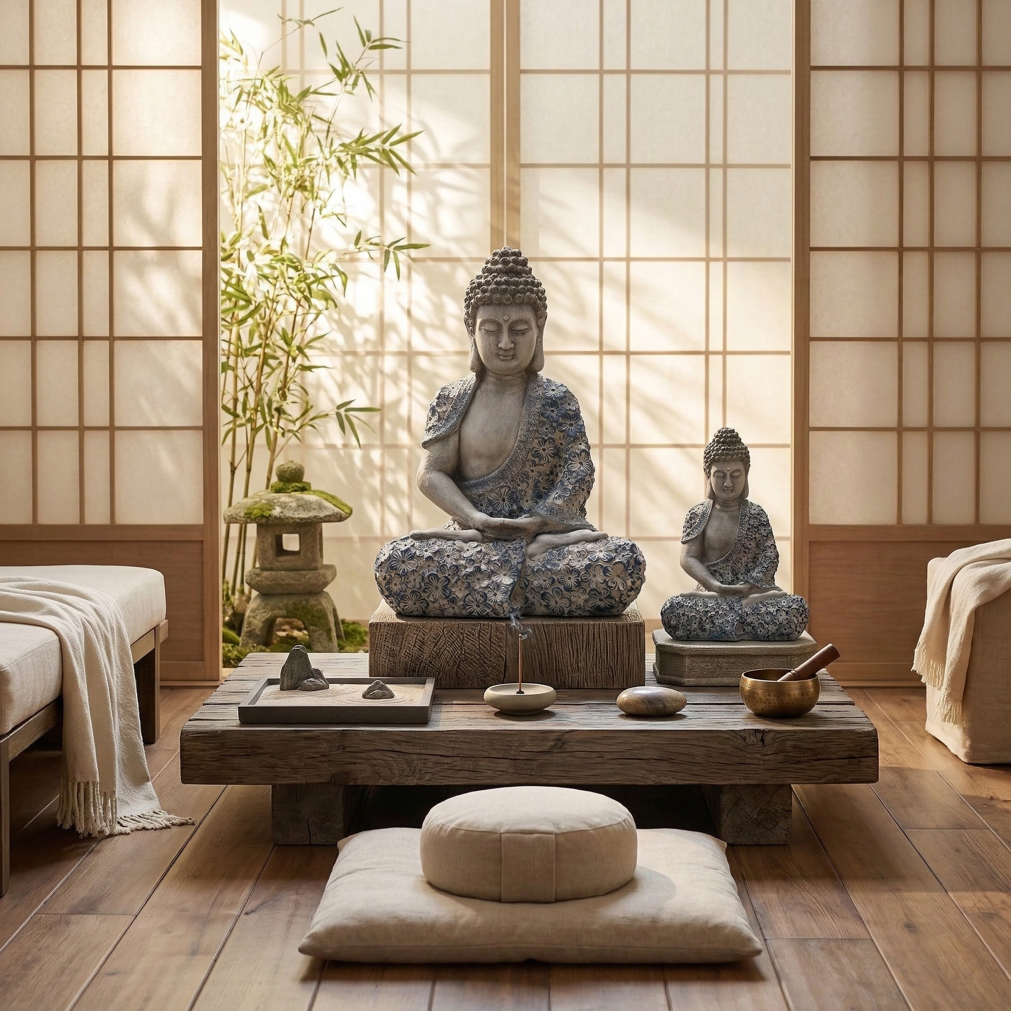 Shakyamuni Buddha Statue Sitting on Lotus – Resin Meditation Buddha Sculpture, Zen Garden Decor, Outdoor Feng Shui Buddha Figurine for Home, Patio, Yard, Temple
