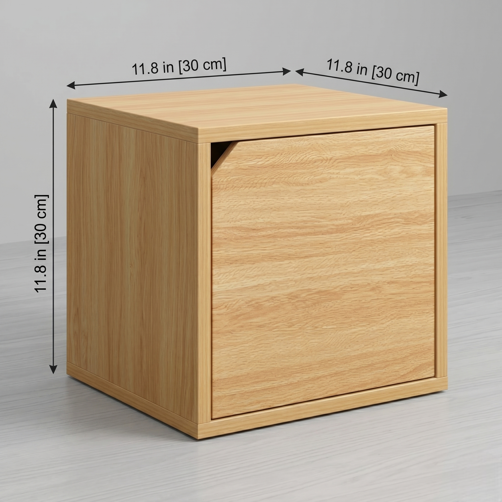 Modular Storage Cube with Door, 11.8" x 11.8" [30 x 30 x 30cm] Multipurpose Wooden Bookshelf and Closet Organizer, Stackable Shelving Unit with Optional Removable Interior Shelf