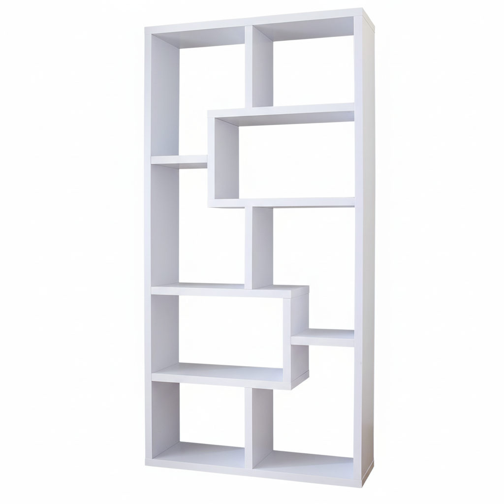 U-Shaped Wooden Floor Bookshelf – Multi-Tier MDF Storage and Display Rack for Living Room or Office, 51.2 x 19.7 in (130 x 50 cm)