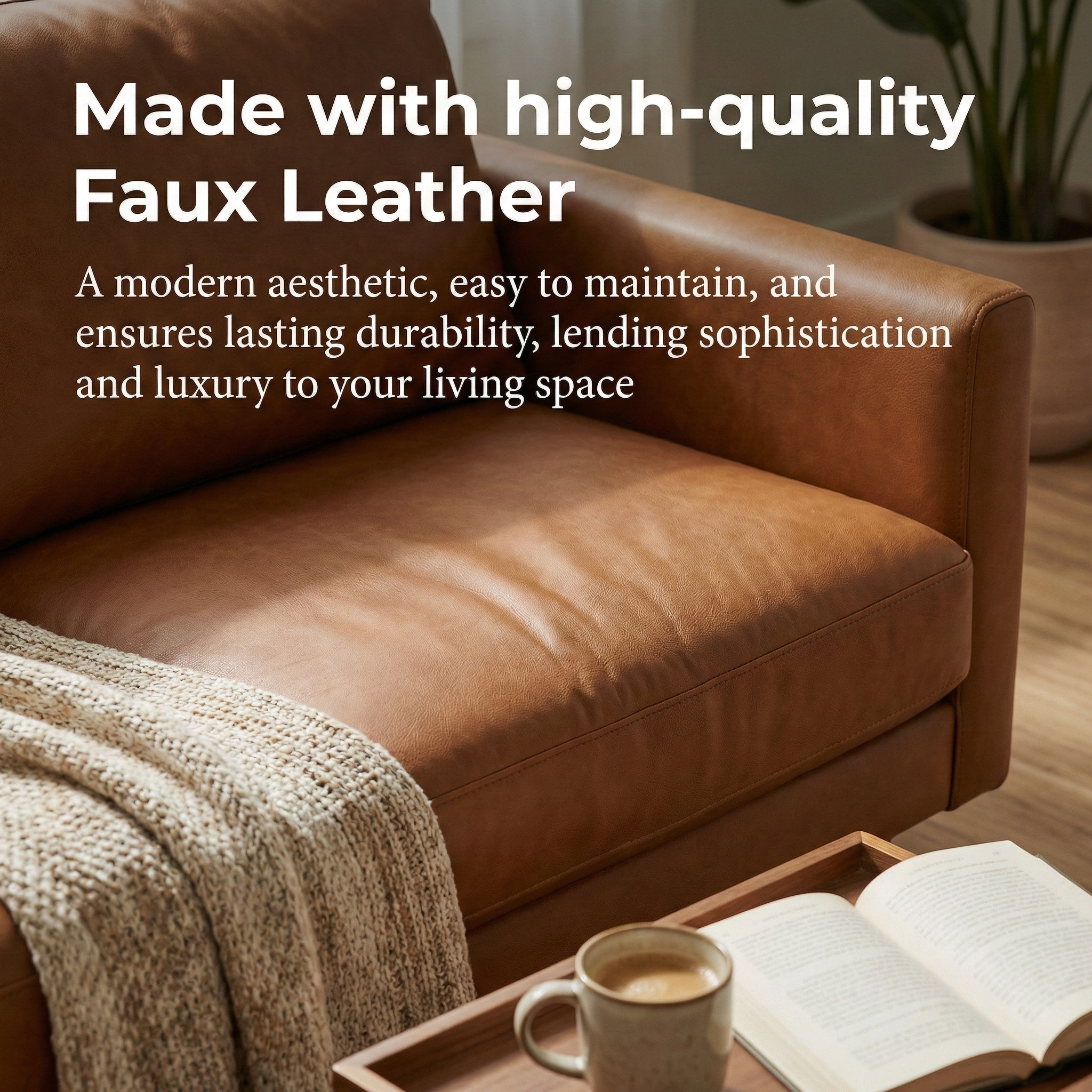 Charles - Deep Cushion PU Leather Sofa 82.7"x32.3"x33.5"