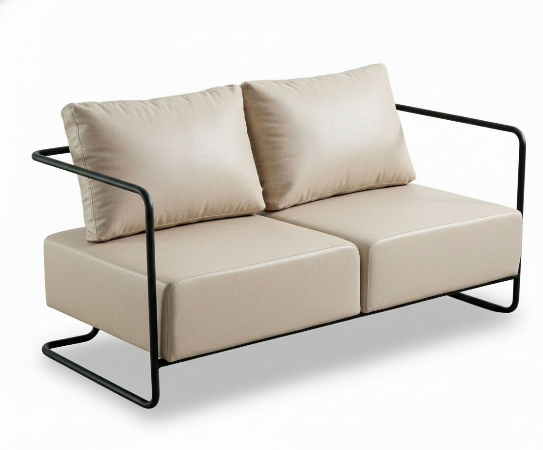 Modern Upholstered Two-Seater Sofa with Metal Frame 55.1"x30.3"x26.8"-SH 16.5"