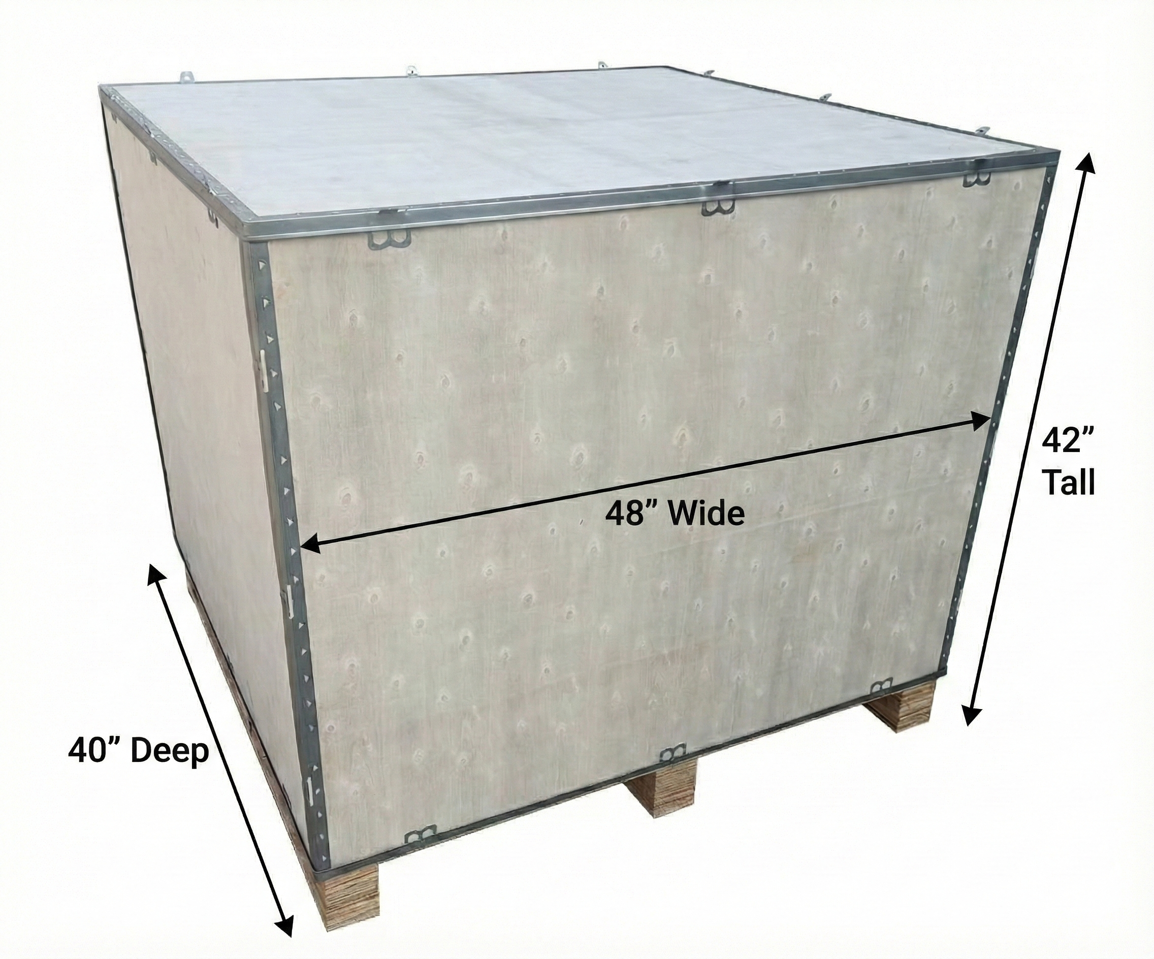 Plywood Shipping Crate - 48" x 40" x 42" Strong Quick Assembly Collapsible & Reusable with Reinforced Joints