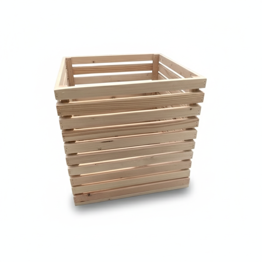 Set of 4 Square Wooden Storage Crate - Assorted Sizes