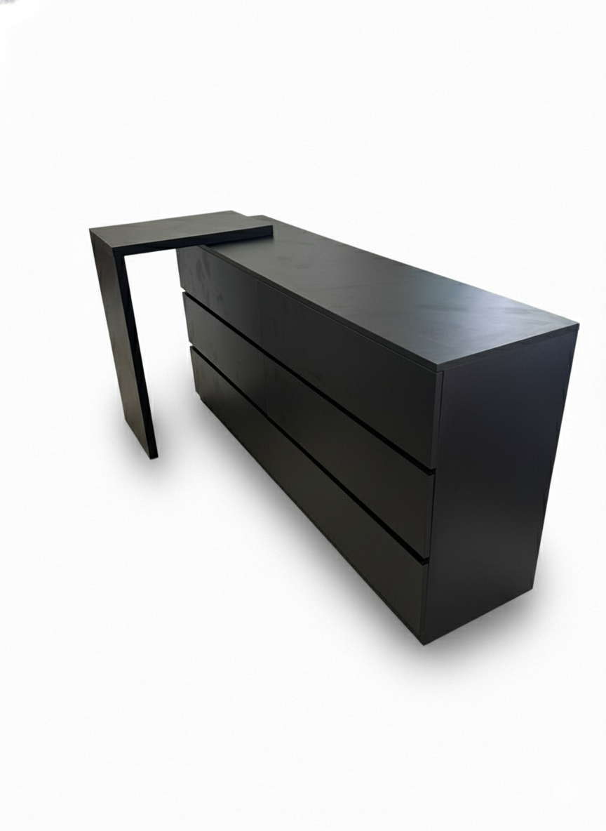 Multi-Functional Wooden Desk with 6 Drawers – Workstation and Makeup Vanity Table, Available in Multiple Colors, 63 x 15.7 x 31.5 in (160 x 40 x 80 cm)