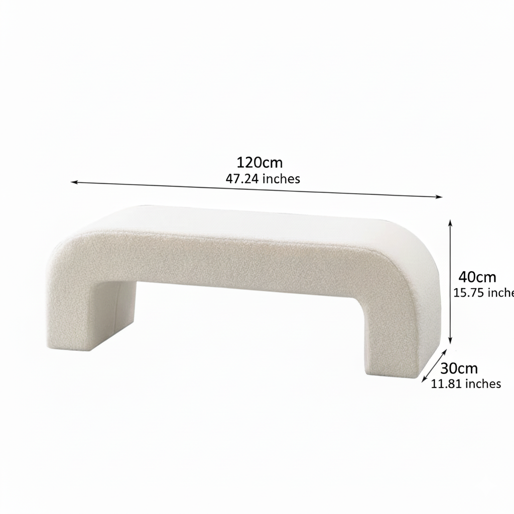 Boucle Modern Hallway Waiting Bench Seat 47" - Chair or Bedroom Bench