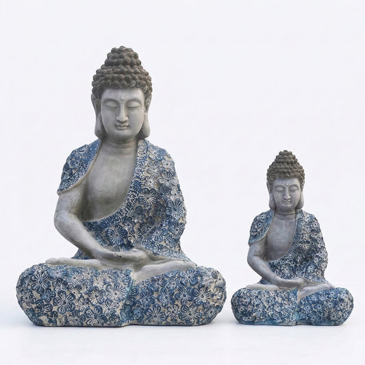 Shakyamuni Buddha Statue Sitting on Lotus – Resin Meditation Buddha Sculpture, Zen Garden Decor, Outdoor Feng Shui Buddha Figurine for Home, Patio, Yard, Temple
