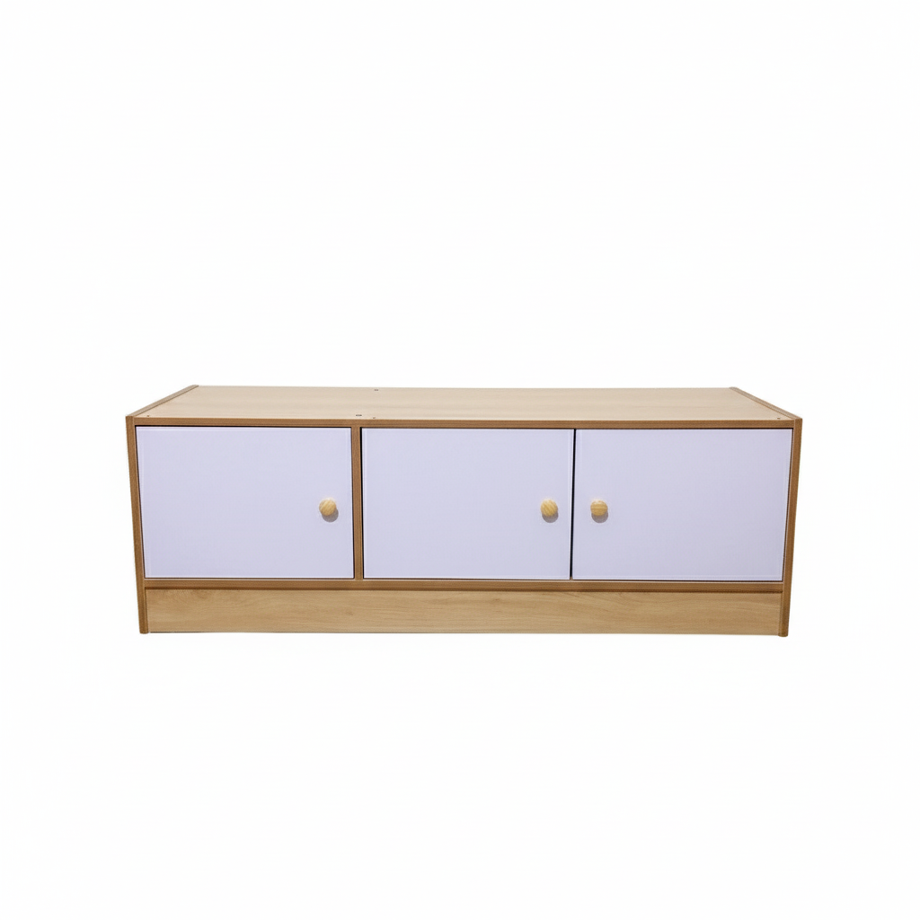 Wooden Storage Cabinet with Doors – Multi-Purpose Side Cabinet, Bedside Storage, Balcony Organizer, TV Stand – 39.4 x 11.8 x 11.8 in (100 x 30 x 30 cm)