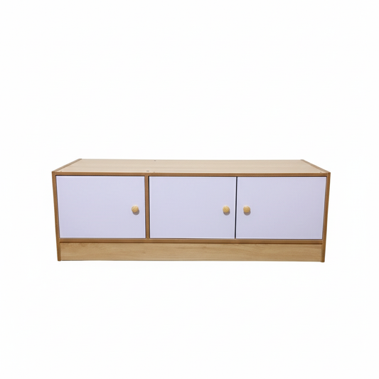 Wooden Storage Cabinet with Doors – Multi-Purpose Side Cabinet, Bedside Storage, Balcony Organizer, TV Stand – 39.4 x 11.8 x 11.8 in (100 x 30 x 30 cm)