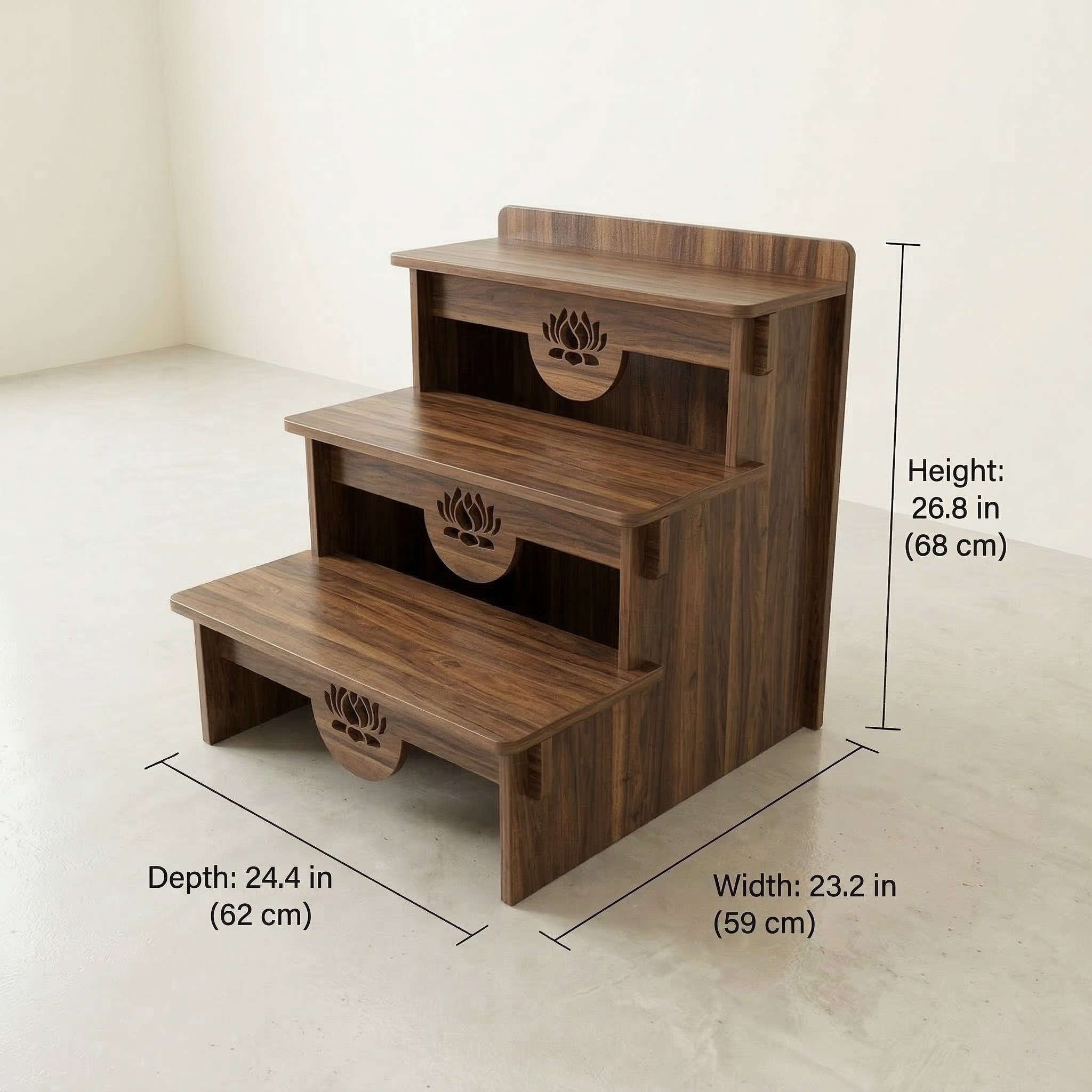 3-Tier Buddhist Altar Table for Prayer & Meditation, Zen Style Wooden Shrine Cabinet with Storage Drawer, MDF Melamine Home Worship Table 23.2 x 24.4 x 26.8 in (59 x 62 x 68 cm)