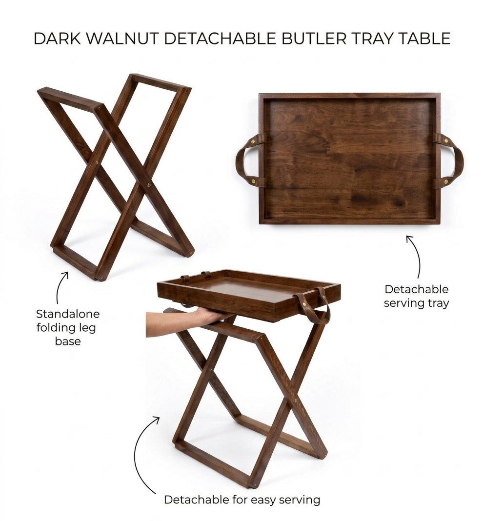 Foldable Wooden Table with Detachable Tray, Portable Oak Wood Outdoor Table 13.8×19.7×17.7 in (35×50×45 cm) Multi‑Use Coffee & Camping Table for Patio, Cafe, RV, Picnic, Balcony, Home Dining