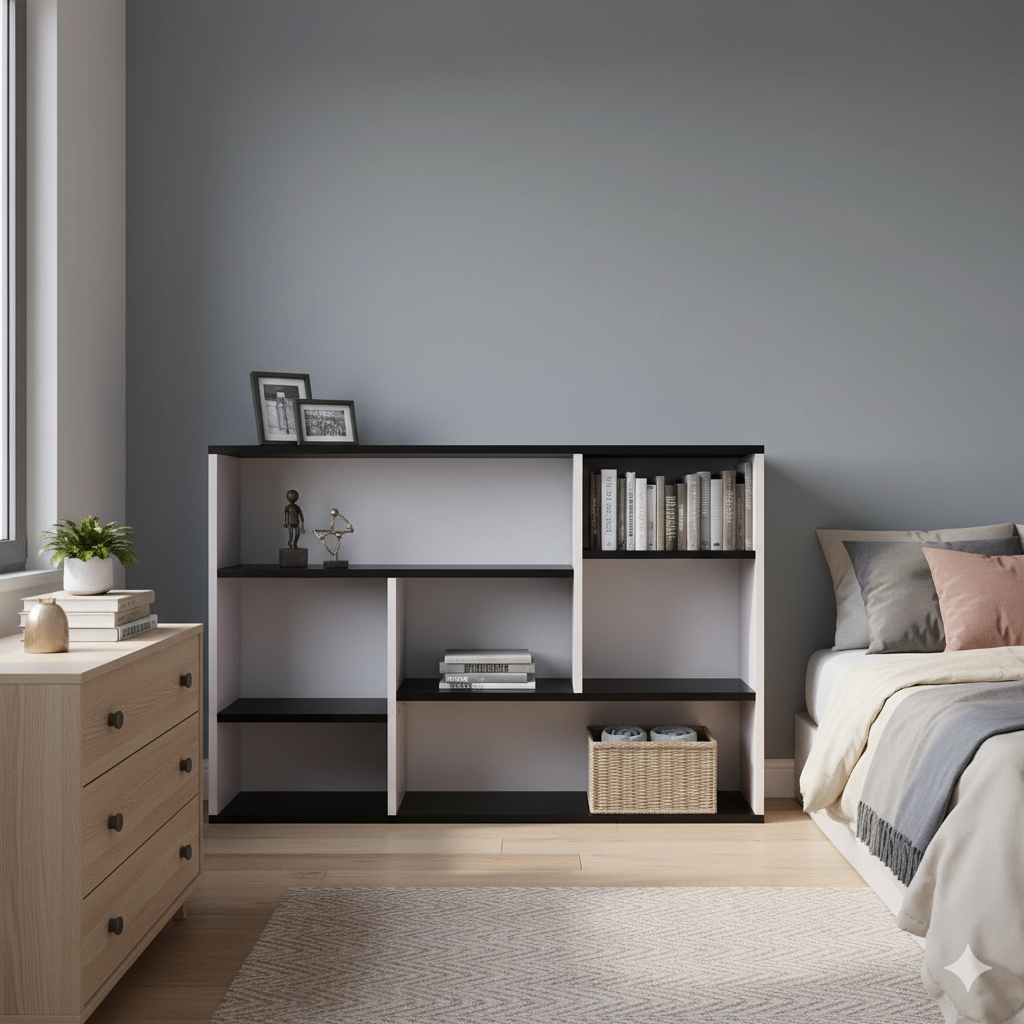 40 units Wall-Mounted Wooden Bookshelf – Multi-Compartment MDF Storage Rack for Living Room, Kitchen or Office, 47.2 x 31.5 in (120 x 80 cm)