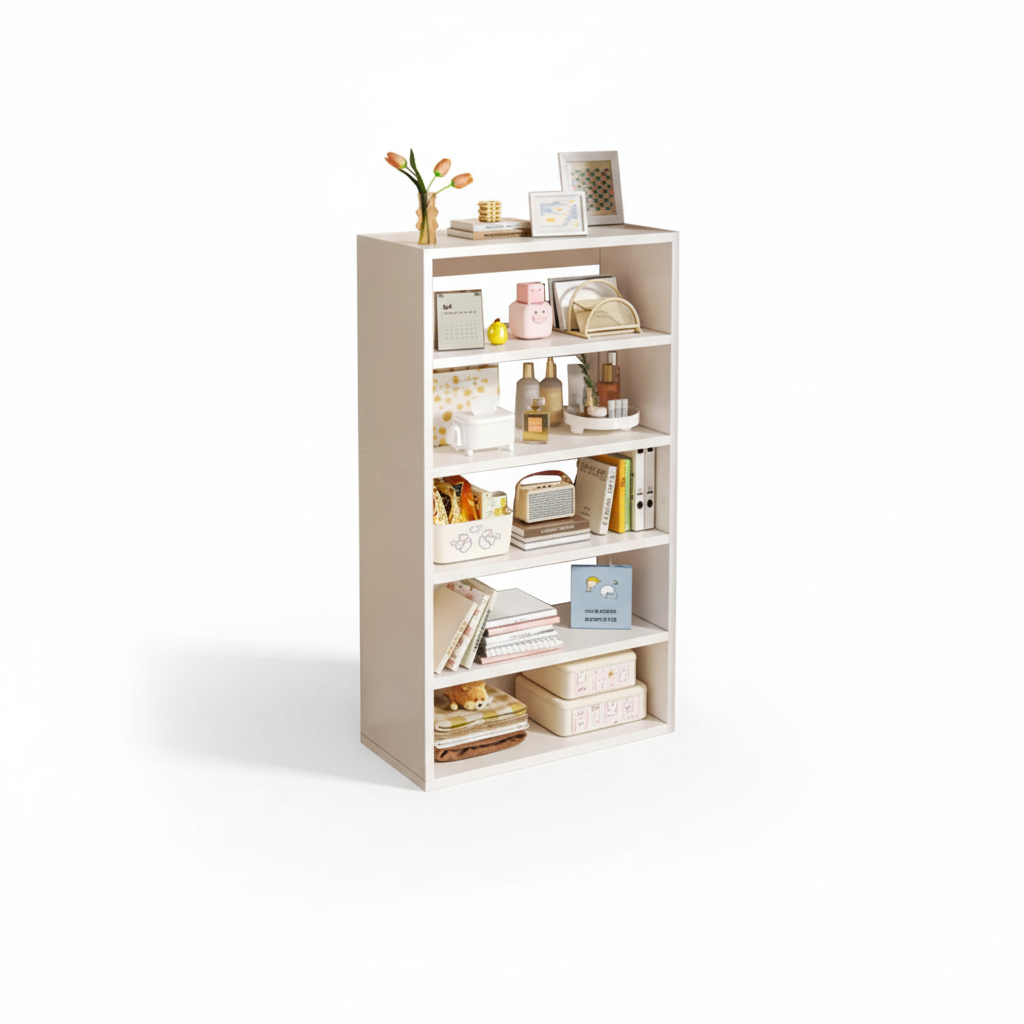 Modern 5-Tier Storage Bookshelf Cabinet – Multi-Functional Organizer for Living Room, Bedroom, Office – Space-Saving Display Shelf for Books, Decor, and Storage – Durable MDF Wood – 53.5 x 23.6 x 9.4 in (136 x 60 x 24 cm)