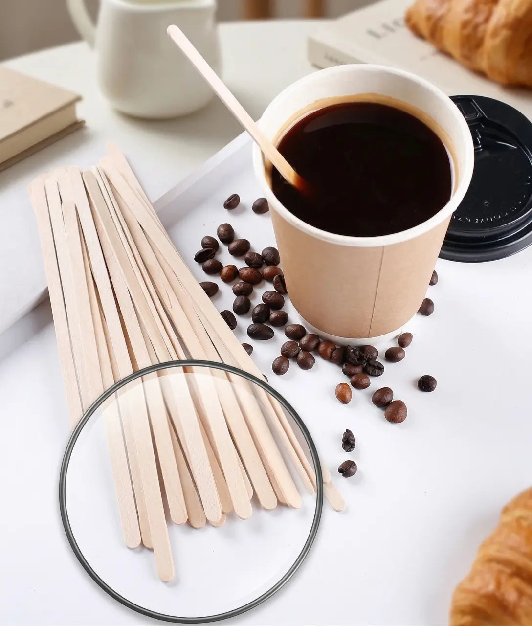5,000 or 10,000 Pieces Wood Coffee and Tea Drink Stirrer Sticks, Real Wood, 5.5" Inches - Eco-Friendly Wooden Stick Stirrers Kikbo