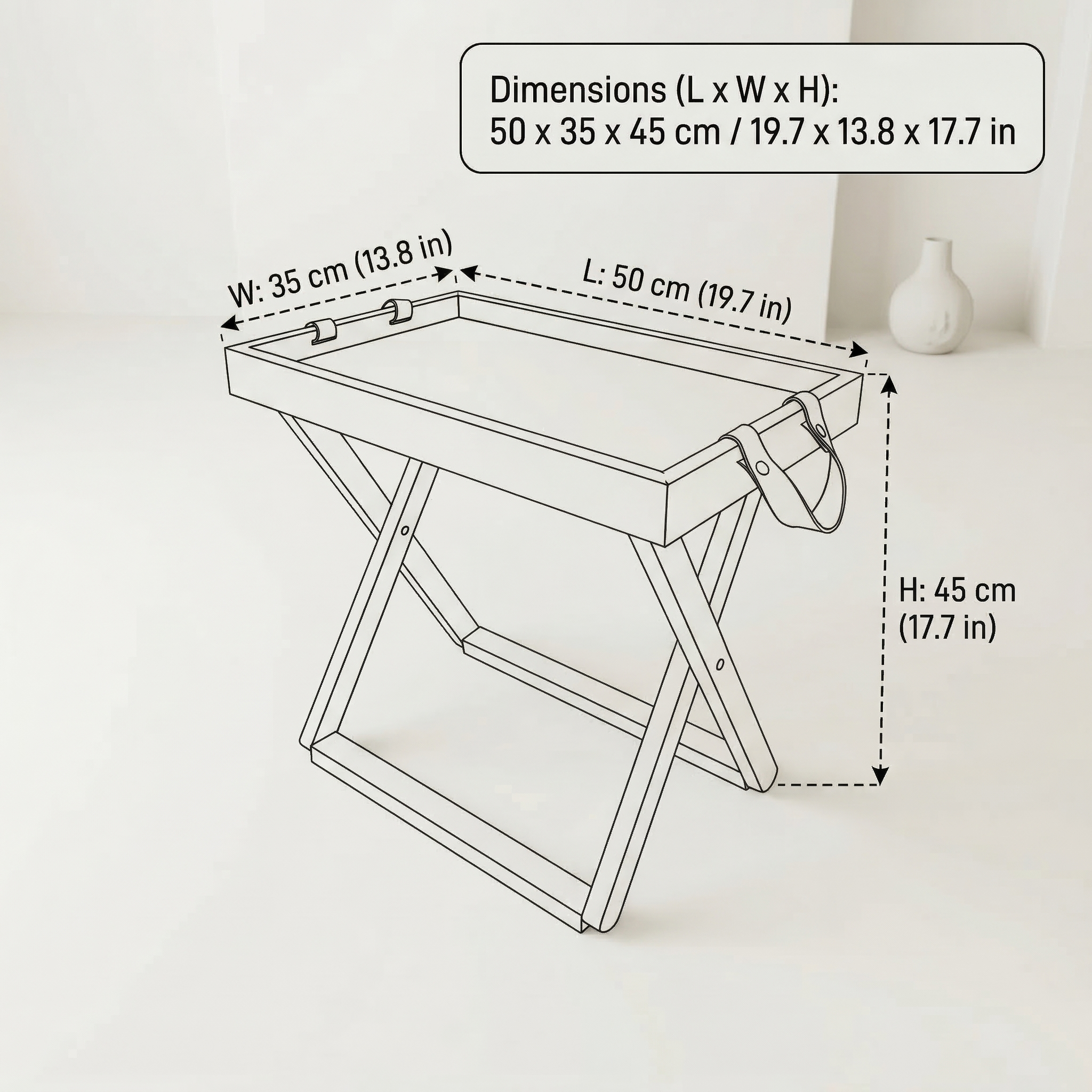 Foldable Wooden Table with Detachable Tray, Portable Oak Wood Outdoor Table 13.8×19.7×17.7 in (35×50×45 cm) Multi‑Use Coffee & Camping Table for Patio, Cafe, RV, Picnic, Balcony, Home Dining