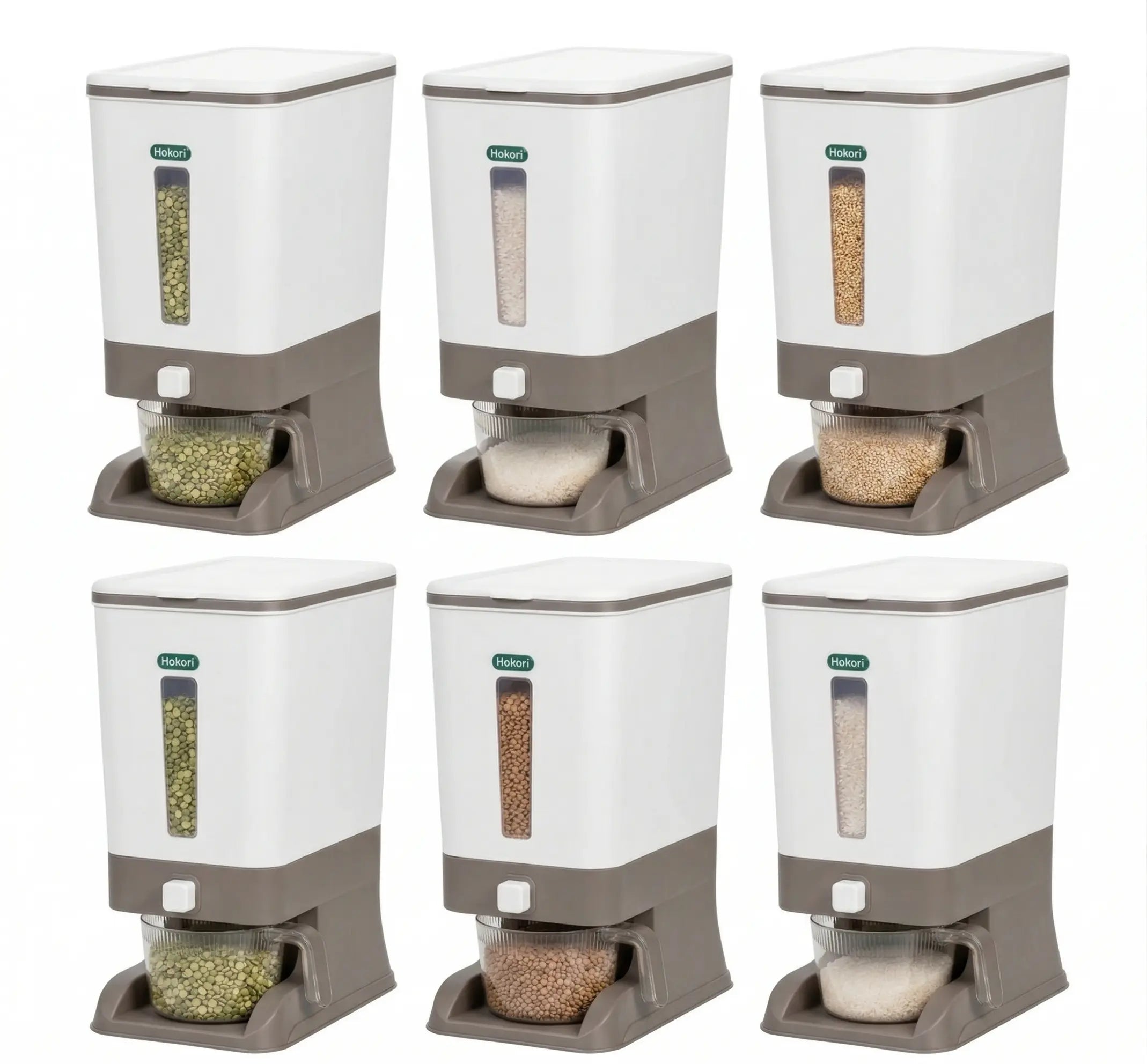 Ebco Rice Storage 6-Pack Rice and Small Grains Dispenser 22 lbs / 10kg - Keep Fresh, Eas ...