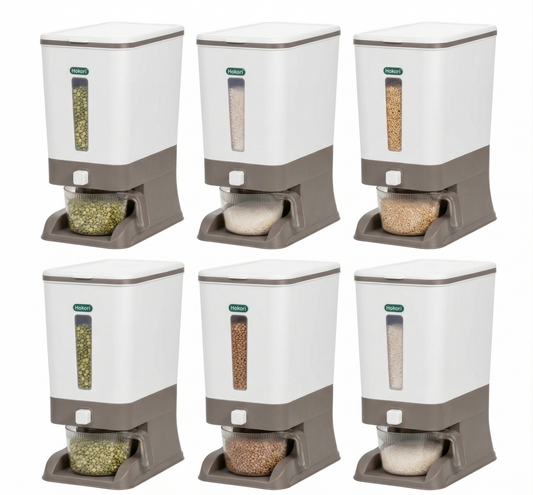 6 Units - 22lbs Rice Storage and Dispensing Container - Automatic, Clean & Simple