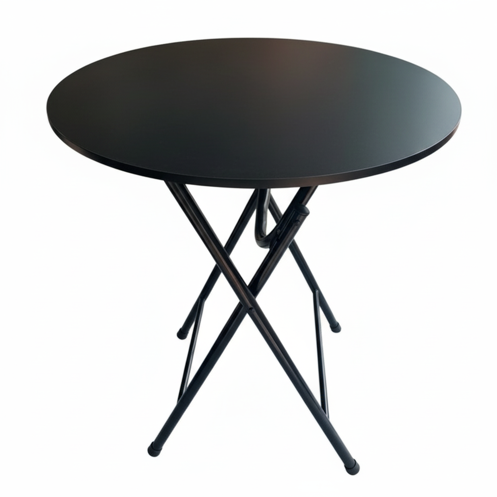 70 Units - Round Folding Table with Metal Legs, MDF Top – White Finish, Space-Saving Dining or Study Desk – 23.6 x 23.6 x 28.7 in (60 x 60 x 73 cm)